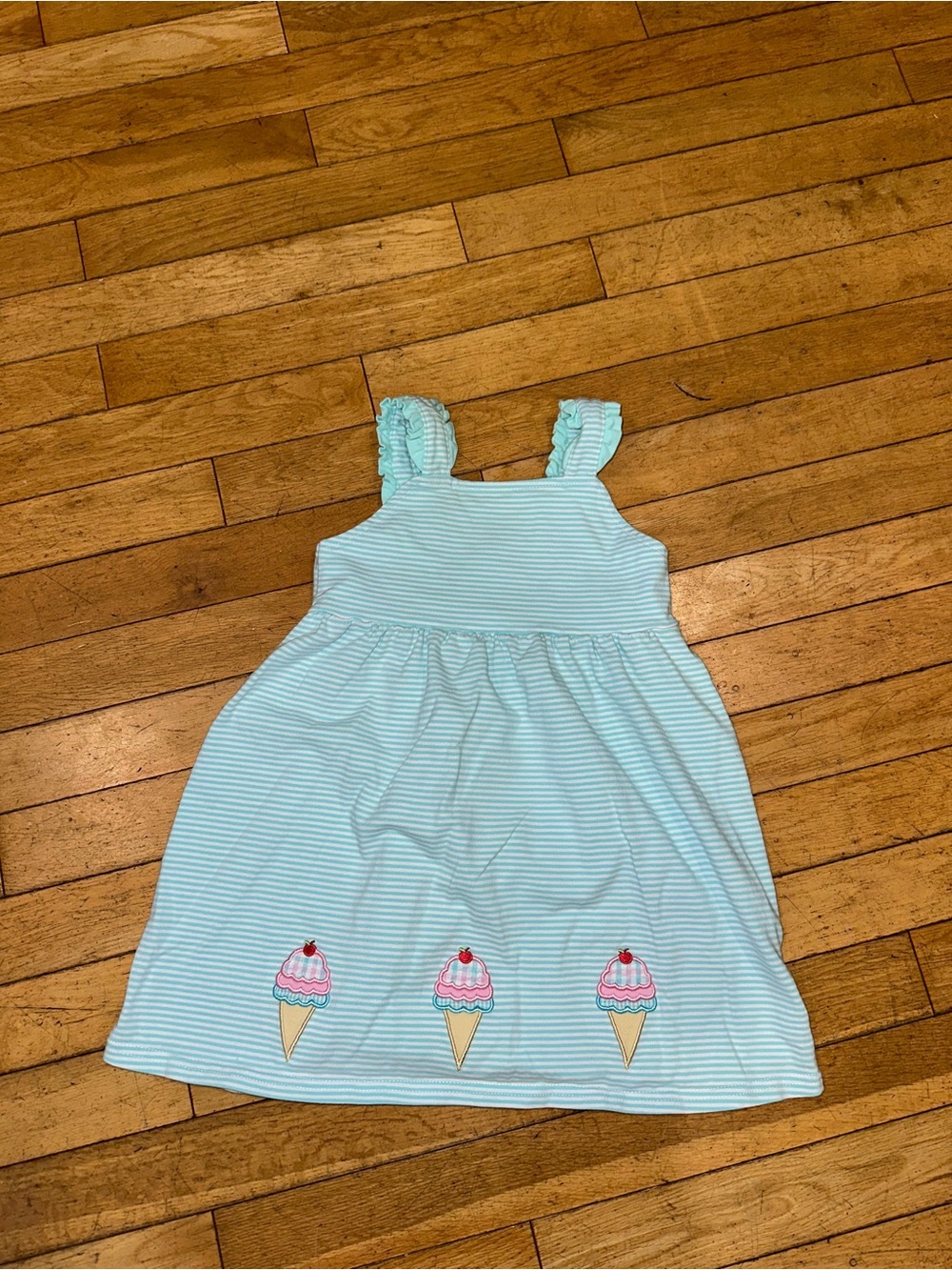 Girl’s Stitchy Fish striped ice cream dress